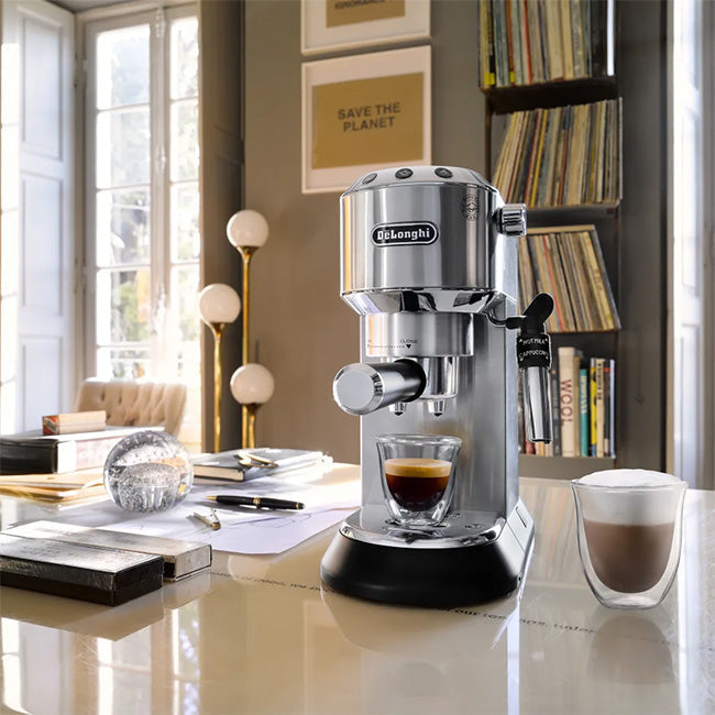 DeLonghi Dedica EC685 Manual Espresso Coffee Machine Chrome