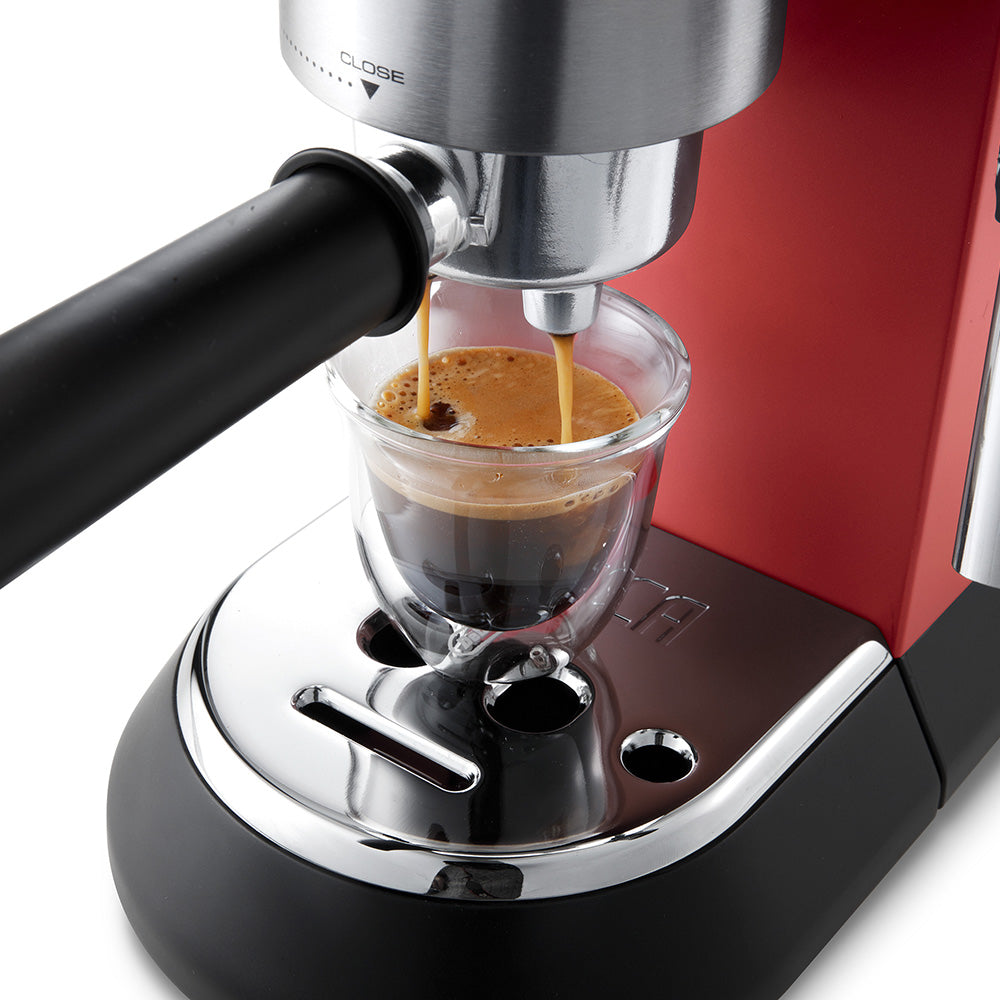 DeLonghi Dedica Style Manual Pump Espresso Machine EC685 Matte Red