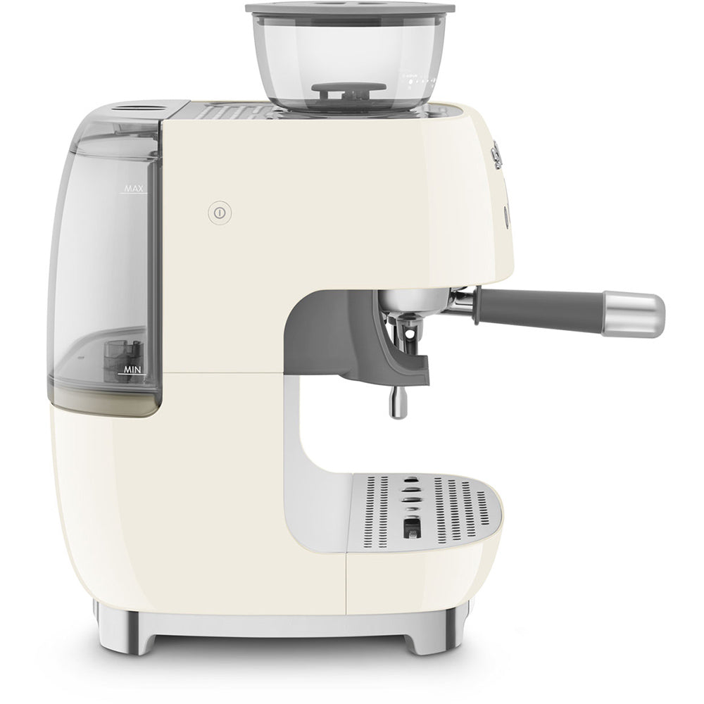 Smeg Retro Manual Espresso Coffee Machine with Grinder Cream EGF03CR