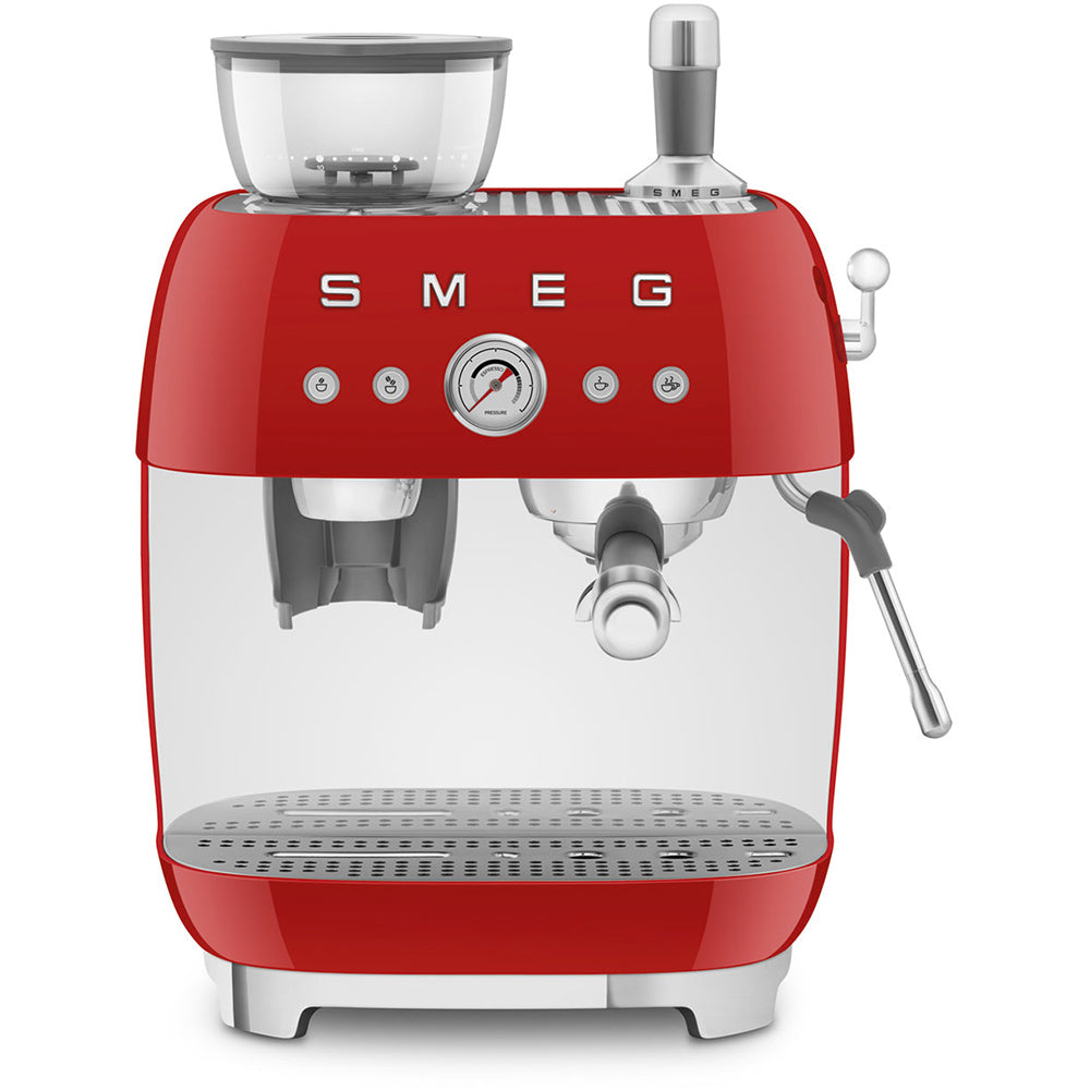 Smeg Retro Manual Espresso Coffee Machine with Grinder Cream EGF03CR