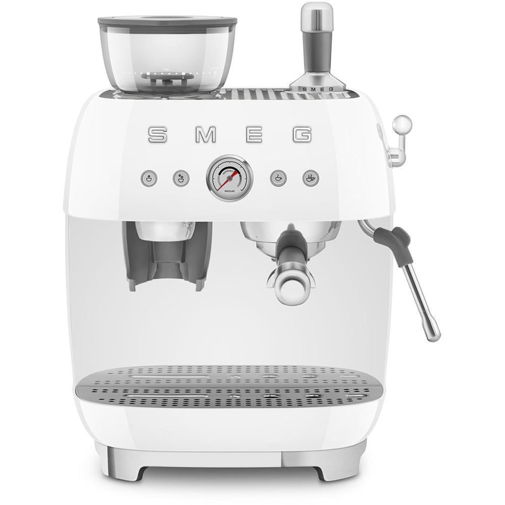 Smeg Retro Manual Espresso Coffee Machine with Grinder Cream EGF03CR