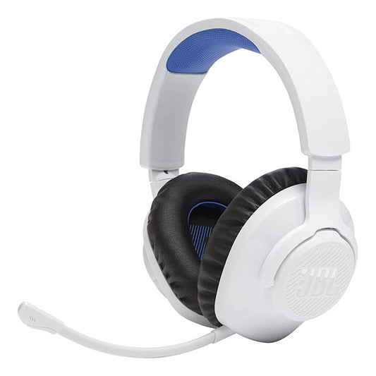 JBL Quantum 360P Console Wireless Over-Ear Gaming Headset With Detachable Mic For Playstation - White/Blue