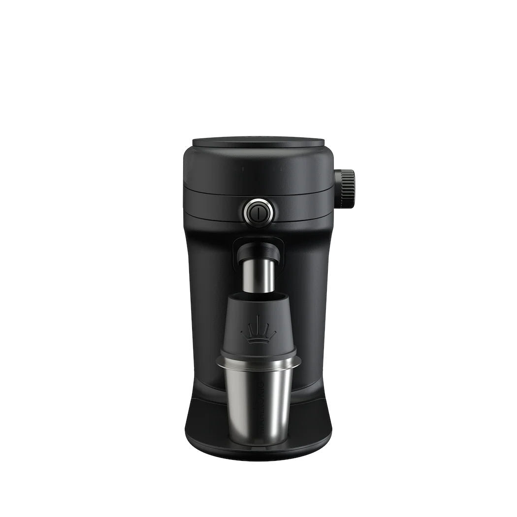 Mahlkönig X64 SD espresso grinder with dosing cup and catch funnel