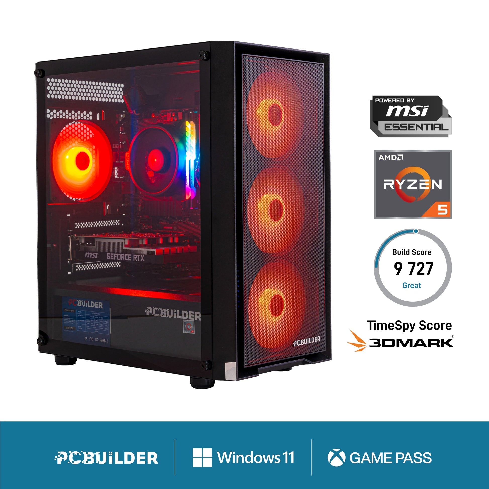 PCBuilder Ryzen 5 5500 RANGER 16GB DDR4 1TB NVMe RTX 5050 Windows 11 Gaming PC