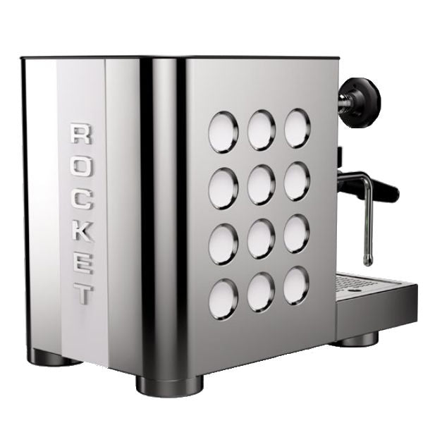 Rocket Appartamento TCA Espresso Machine Back Angle Steel & White