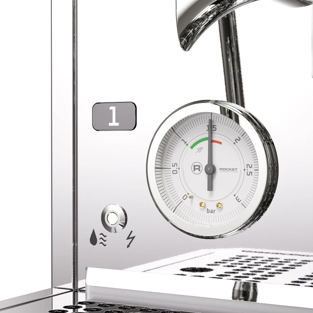 Close up of the Rocket Fast Giotto R Espresso Machine OLED display