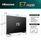 Hisense 75E7N 75" 4K UHD QLED Smart TV with Quantum Dot & Dolby Vision
