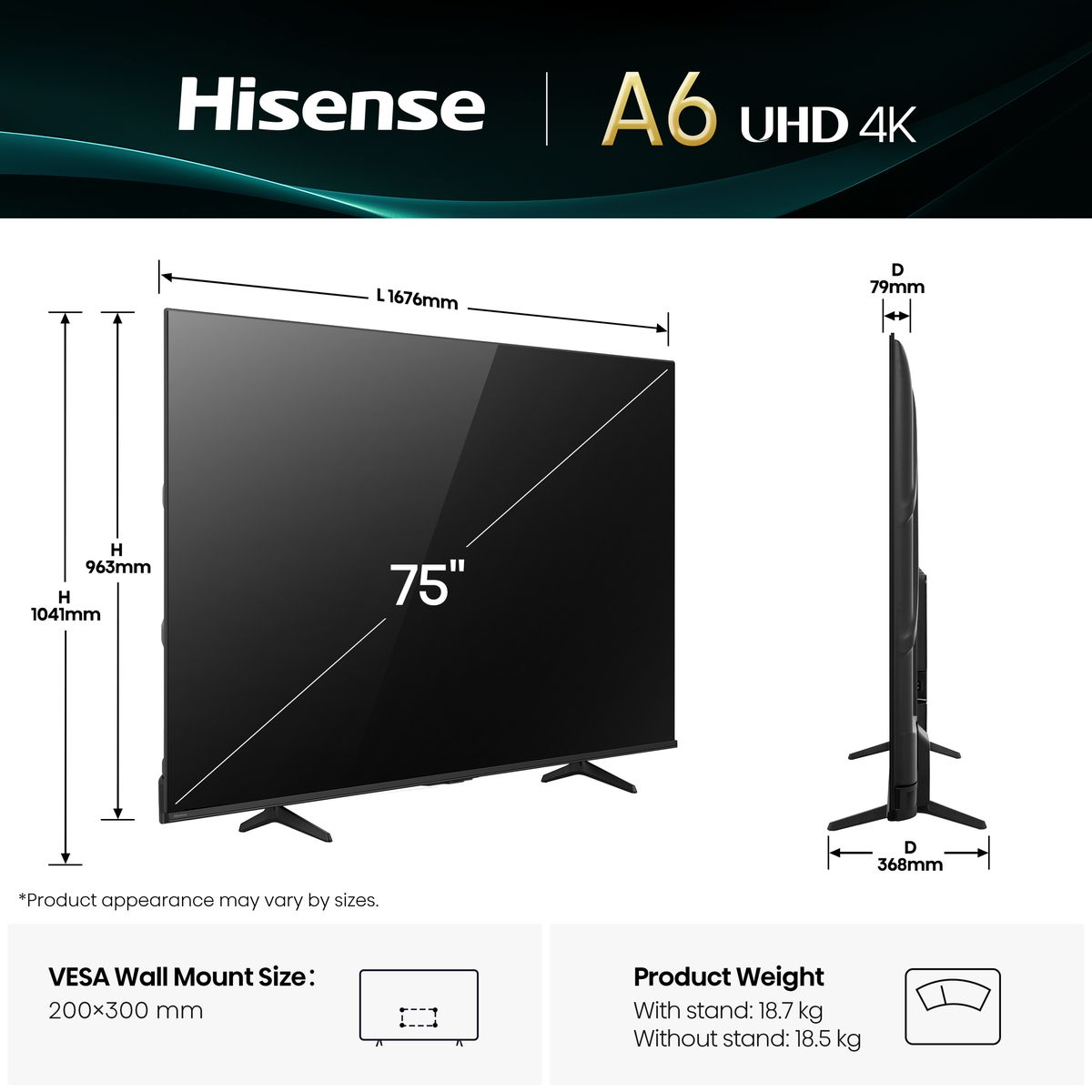 Hisense 75A6Q 75 Inch 4K UHD Smart TV